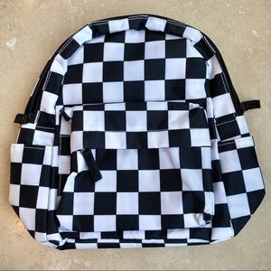 NWOT mini black & white checkered backpack